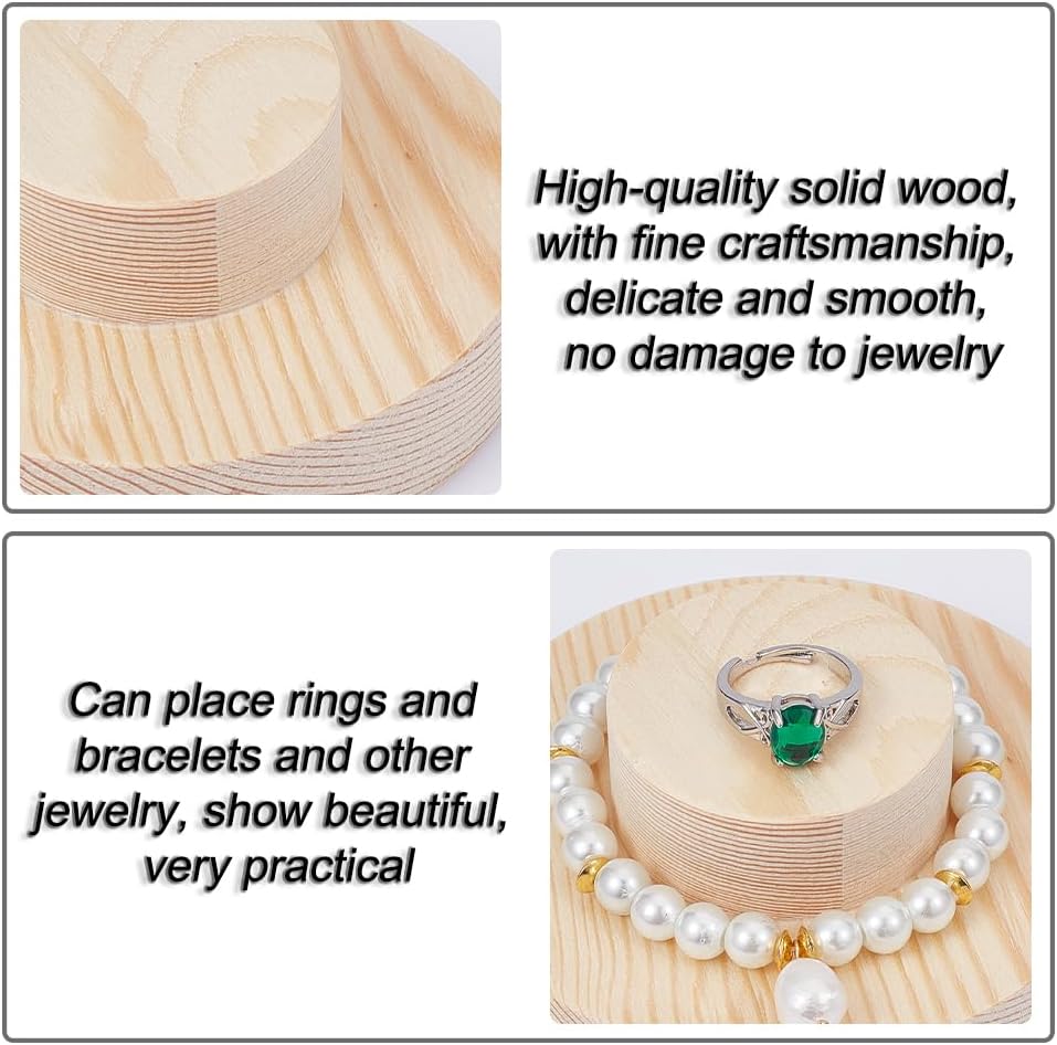 NBEADS Holz-Armband-Präsentationsständer, flacher, runder Armreif-Uhren-Halter, Massivholz, Schmuck-Display für Zuhause, Verkauf, Armband, Armreif, Uhrenkette, alte Spitze, 10 x 4,05 cm - 5