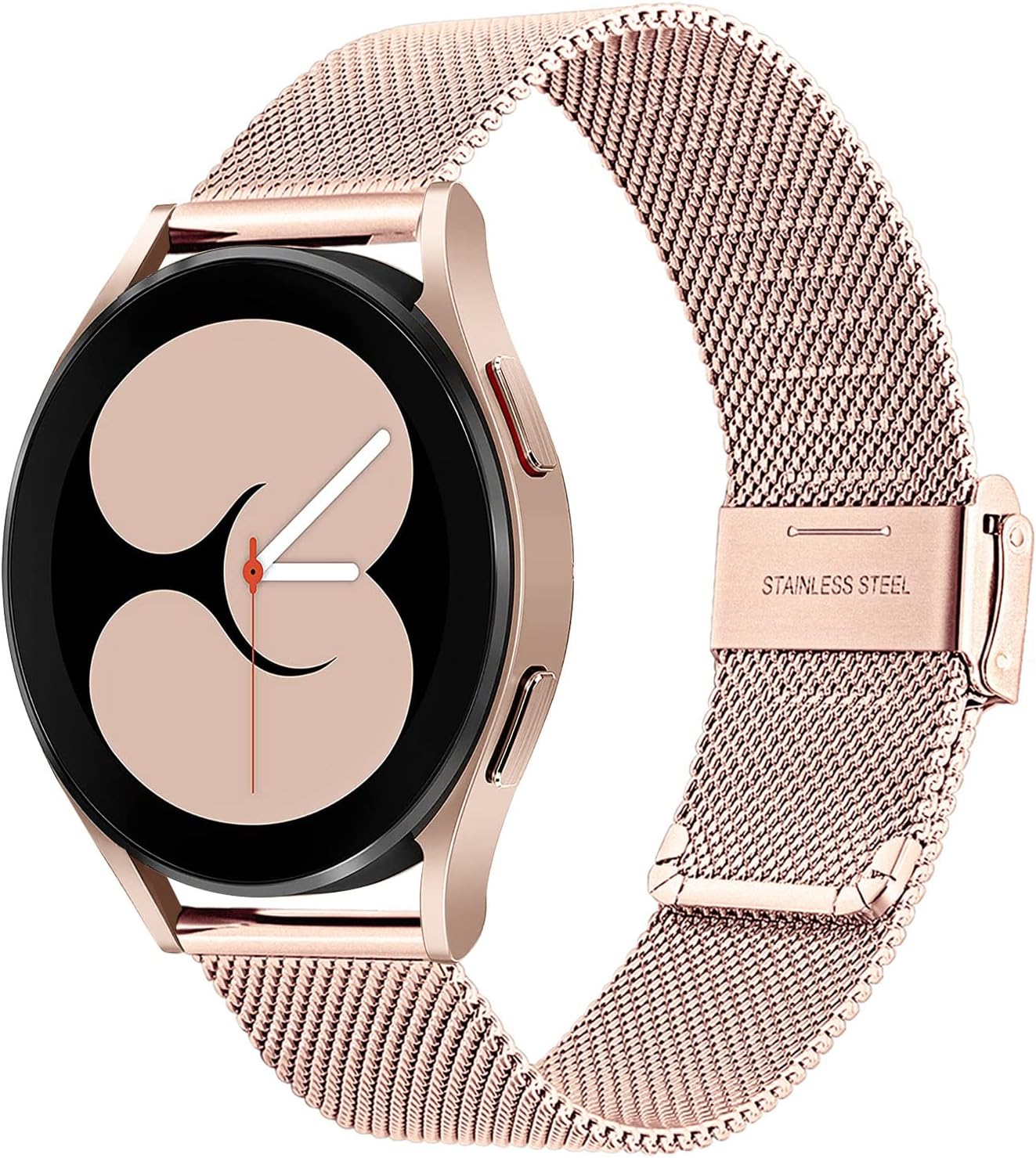 TRUMiRR Kompatibel mit Galaxy Watch6/Galaxy Watch6 Classic/Galaxy Watch 5/Galaxy Watch 4/Watch Active/Active2 Armband,Mesh Gewebte Edelstahl Uhrenarmband Metall Armband für Samsung Galaxy Watch 6 5 4 Pink Gold & Galaxy Watch4/Watch5 - 1