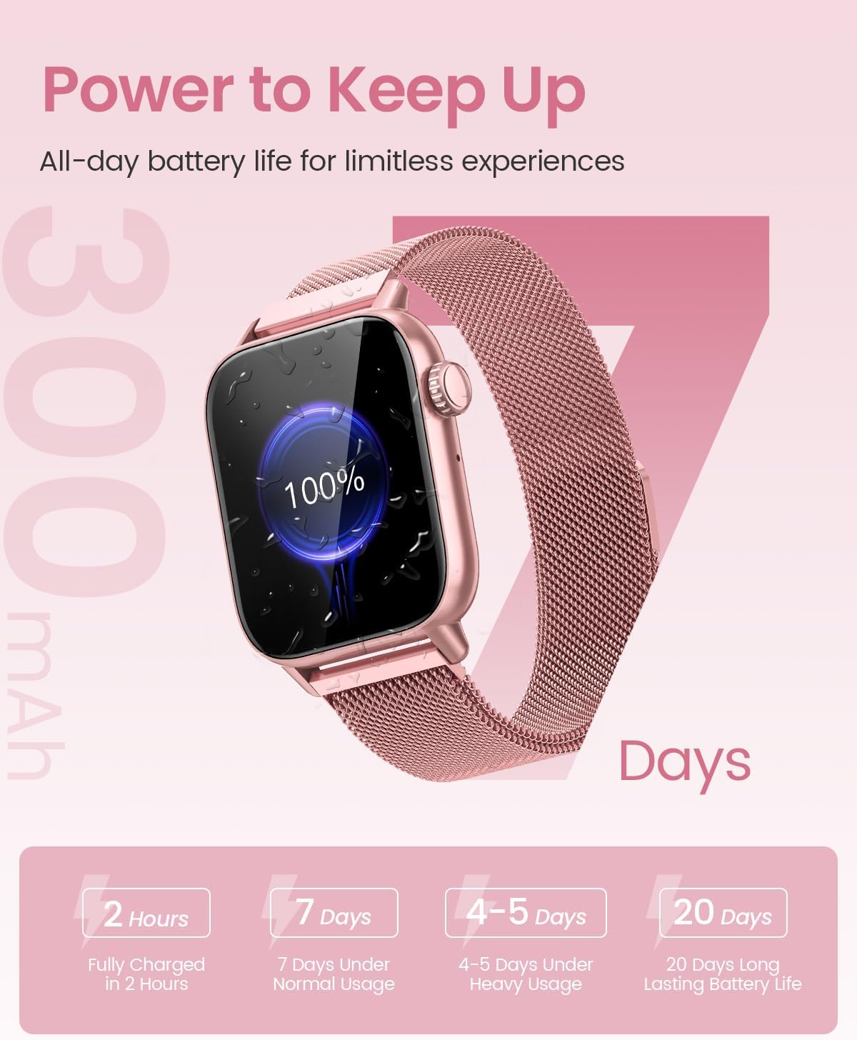 BANLVS Smartwatch Damen mit Telefonfunktion 1,85'' Zoll Fitnessuhr Damen mit SpO2, Herzfrequenz, Schlafmonitor, Menstruationszyklus, IP68 wasserdichte Sportuhr für iOS und Android (Rosa) - 6 BANLVS Smartwatch Damen mit Telefonfunktion 1,85'' Zoll Fitnessuhr Damen mit SpO2, Herzfrequenz, Schlafmonitor, Menstruationszyklus, IP68 wasserdichte Sportuhr für iOS und Android (Rosa) - 6