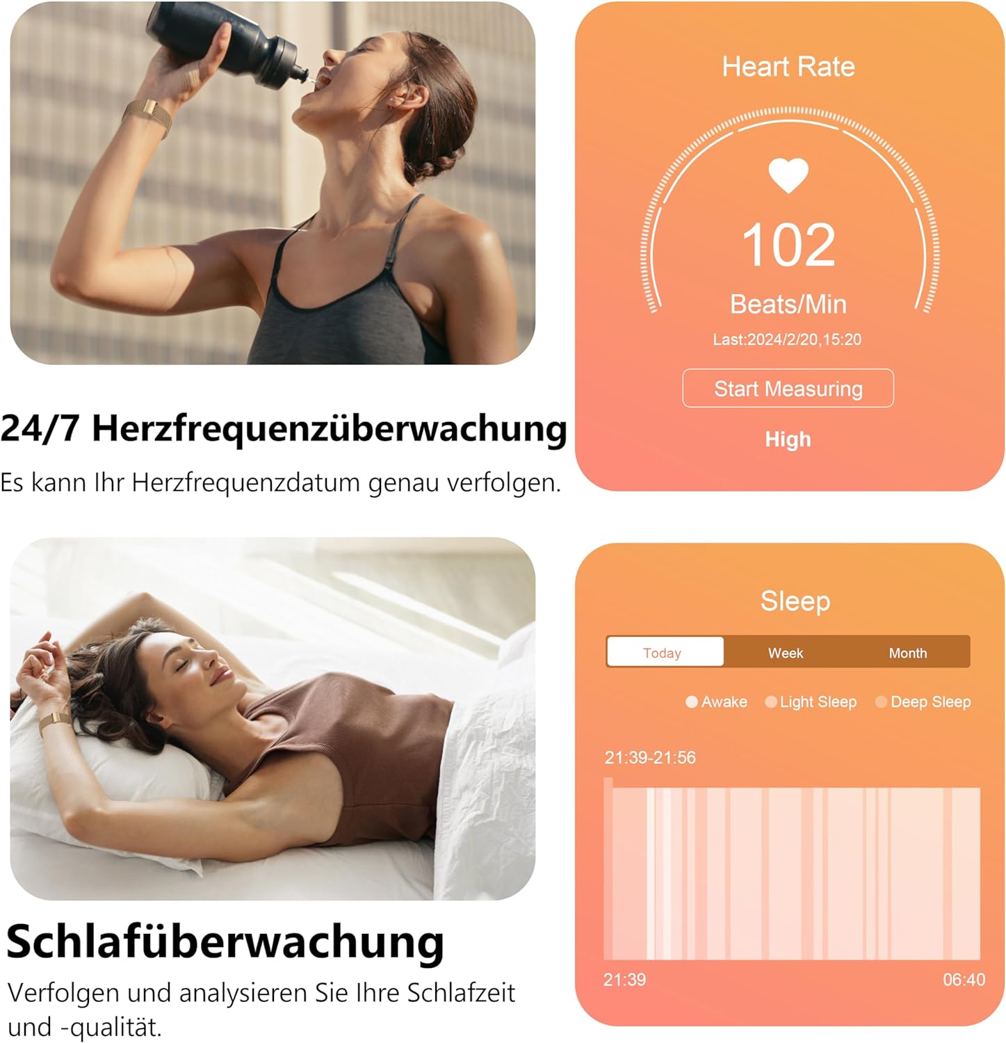 Narcid Smartwatch 2 Zoll für Damen Herren,Fitnesstracker mit Telefonfunktion/Sprachassistent/Message Reminder,Fitnessuhr Puls-Schlaf-Monitor, Sportuhr 100+ Sportmodi IP68 Wasserdicht für iOS/Android Pink+Rosegold - 4 Narcid Smartwatch 2 Zoll für Damen Herren,Fitnesstracker mit Telefonfunktion/Sprachassistent/Message Reminder,Fitnessuhr Puls-Schlaf-Monitor, Sportuhr 100+ Sportmodi IP68 Wasserdicht für iOS/Android Pink+Rosegold - 4