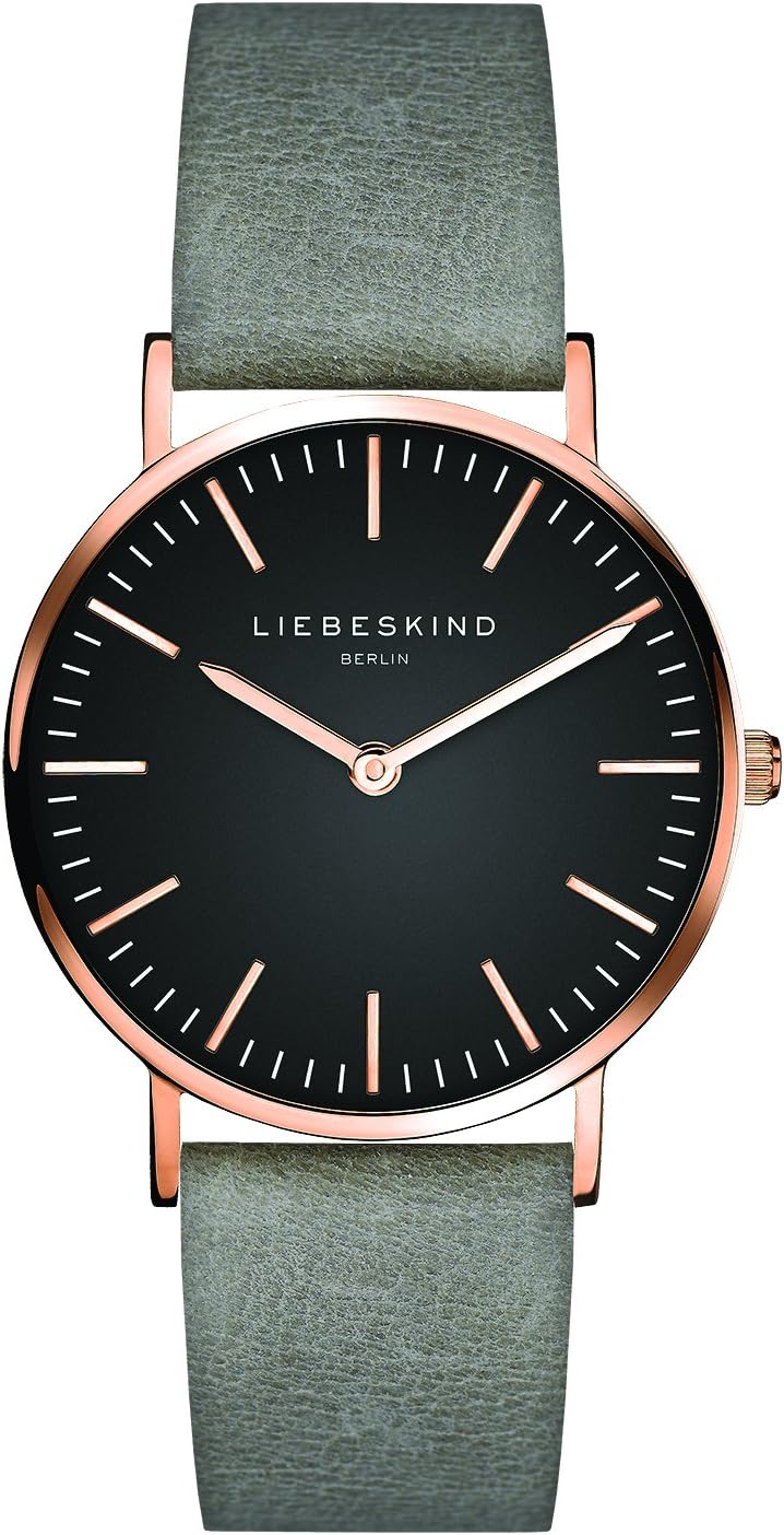 Liebeskind Damen Analog Quarz Uhr mit Lederarmband Grau-schwarz Single - 1
