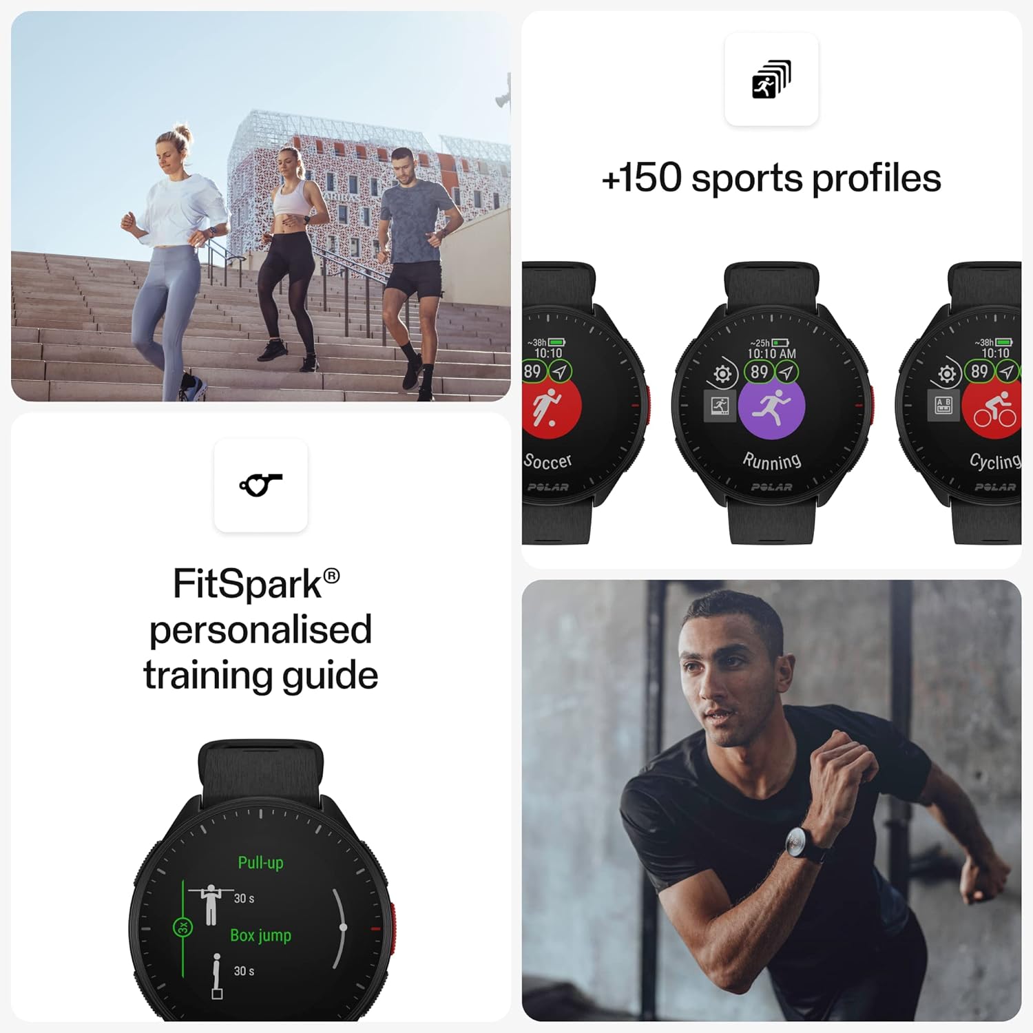 Polar Pacer - GPS-Laufuhr - Smartwatch für Damen & Herren - Pulsuhr - Sport & Fitness - ultraleichte Uhr mit Schrittzähler, personalisierten Trainingsprogrammen & Erholungsfunktionen, Musiksteuerung Night Black Pacer - 5
