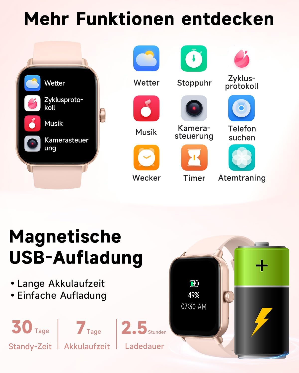 Konitee Smartwatch Damen mit Telefonfunktion, Alexa Integriert, 1.8" großes HD-Display Fitnessuhr mit Pulsmesser SpO2 Stress Schlafmonitor, 100 Sportmodi, IP68 Wasserdicht Sportuhr für iOS Android - 7 Konitee Smartwatch Damen mit Telefonfunktion, Alexa Integriert, 1.8" großes HD-Display Fitnessuhr mit Pulsmesser SpO2 Stress Schlafmonitor, 100 Sportmodi, IP68 Wasserdicht Sportuhr für iOS Android - 7