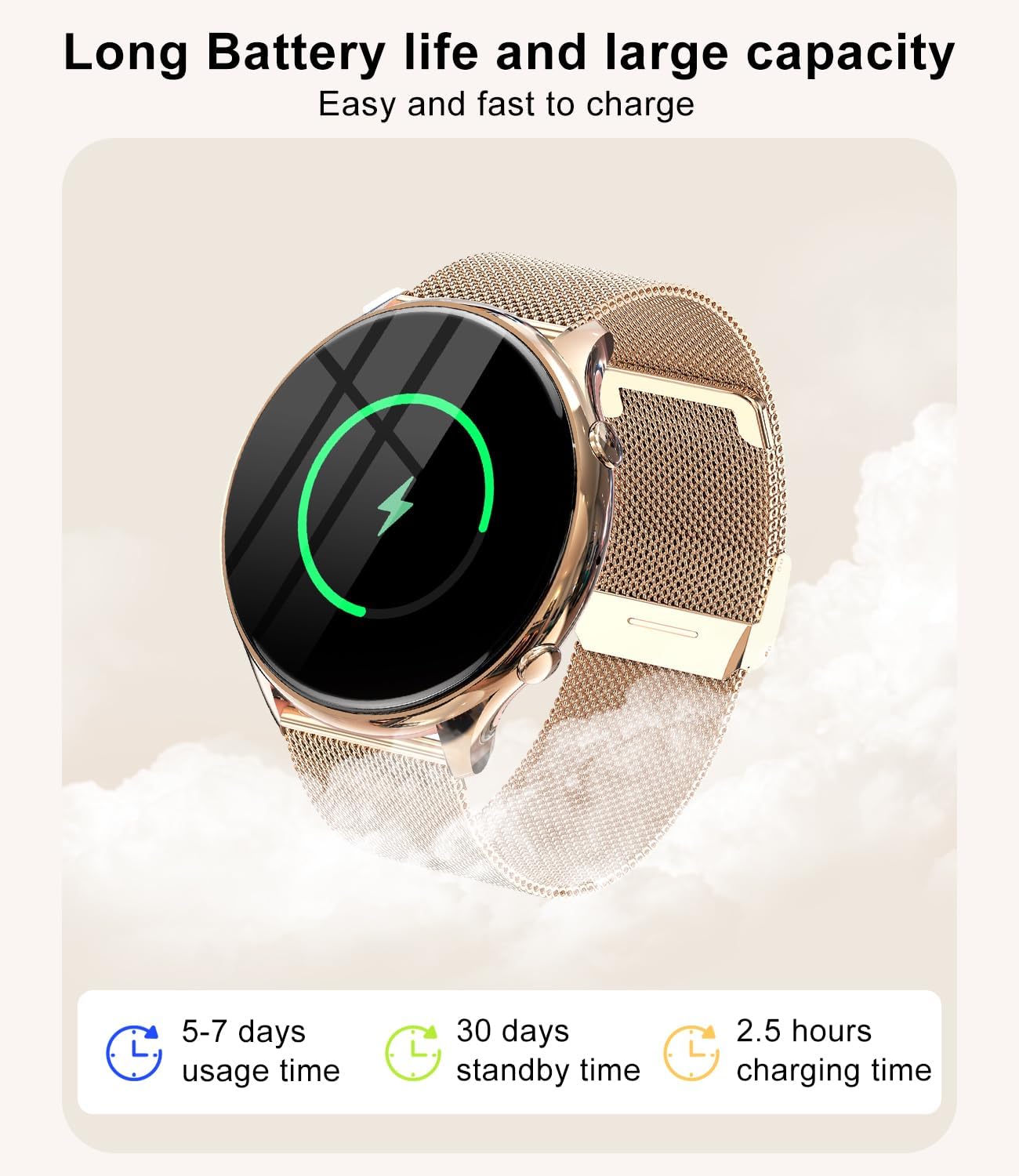 Fitonme Smartwatch Damen, 1,39" HD Touchscreen smartwatch mit Telefonfunktion, Armbanduhr mit 120+ Sportmodi Herzfrequenz SpO2 Schlafmonitor, IP67 Wasserdicht Fitnessuhr für Android iOS Roségold - 6 Fitonme Smartwatch Damen, 1,39" HD Touchscreen smartwatch mit Telefonfunktion, Armbanduhr mit 120+ Sportmodi Herzfrequenz SpO2 Schlafmonitor, IP67 Wasserdicht Fitnessuhr für Android iOS Roségold - 6