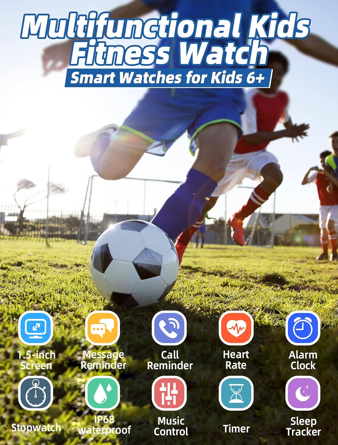 Kinder Smartwatch für Jungen und Mädchen,IP68 wasserdichte Fitness Aktivitäts Tracker Uhr,Herzfrequenz Schlafmonitor,19 Sportmodi,Schrittzähler,Wecker,Kindergeschenke für Teenager ab 5 Jahren Blau - 2 Kinder Smartwatch für Jungen und Mädchen,IP68 wasserdichte Fitness Aktivitäts Tracker Uhr,Herzfrequenz Schlafmonitor,19 Sportmodi,Schrittzähler,Wecker,Kindergeschenke für Teenager ab 5 Jahren Blau - 2