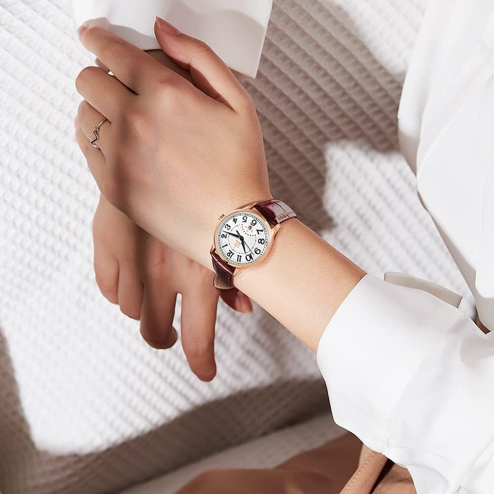 SHENGKE SK Business Klassische Damenuhr mit echtem Leder, Edelstahlband, Elegante Damenuhr Rosegoldbraun - 7 SHENGKE SK Business Klassische Damenuhr mit echtem Leder, Edelstahlband, Elegante Damenuhr Rosegoldbraun - 7