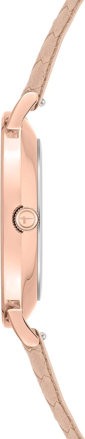 Tamaris Damen Analog Quarz Armbanduhr mit Lederarmband Beige - 2