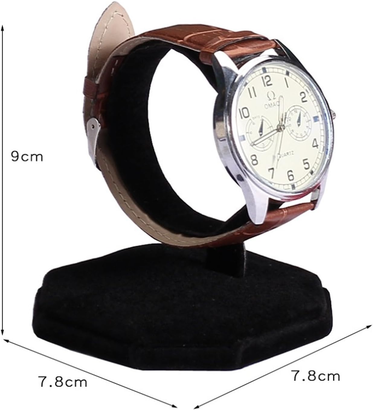Bayli 4er Set Uhrenständer Aufsteller; Armbanduhr Ausstellungsstand mit Samt Überzug - Schwarz; C-Förmiger Uhren Halter für Uhr oder Armband; Uhrendisplay Armbandhalter; Uhrenaufstelller für Vitrine - 2