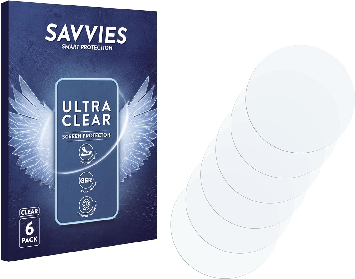 Savvies 6 Stück Schutzfolie für Armbanduhren (Kreisrund, ø: 37.5 mm) Displayschutz-Folie Ultra-Transparent - 5 Savvies 6 Stück Schutzfolie für Armbanduhren (Kreisrund, ø: 37.5 mm) Displayschutz-Folie Ultra-Transparent - 5