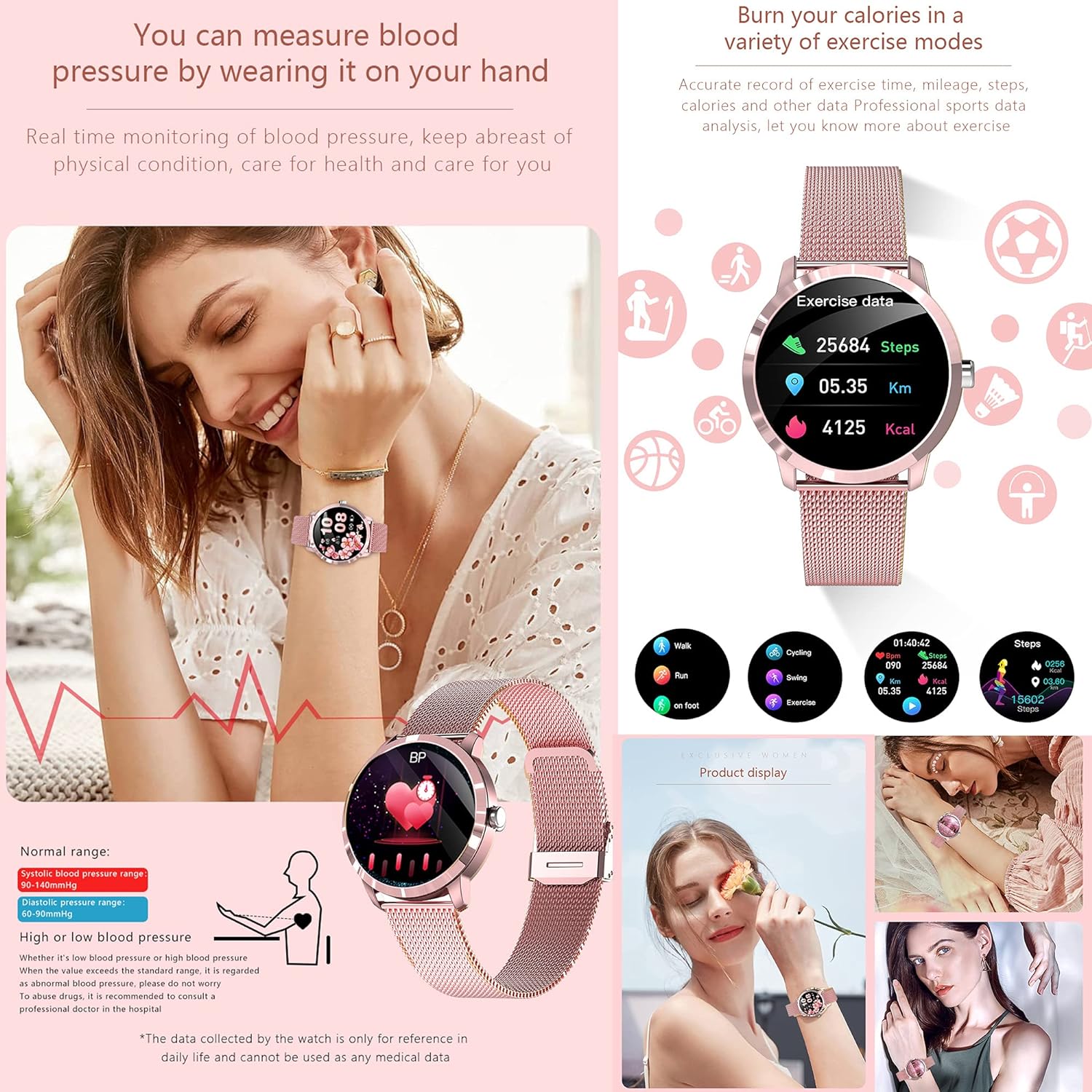 Smartwatch Damen, 1.09 Zoll Touch Fitnessuhr, 22 Sportmodi Fitness Tracker mit Schrittzähler Stoppuhr, IP68 Wasserdicht Smart Watch mit Pulsuhr, Schlafmonitor, Sportuhr Armbanduhr Android IOS - 7 Smartwatch Damen, 1.09 Zoll Touch Fitnessuhr, 22 Sportmodi Fitness Tracker mit Schrittzähler Stoppuhr, IP68 Wasserdicht Smart Watch mit Pulsuhr, Schlafmonitor, Sportuhr Armbanduhr Android IOS - 7