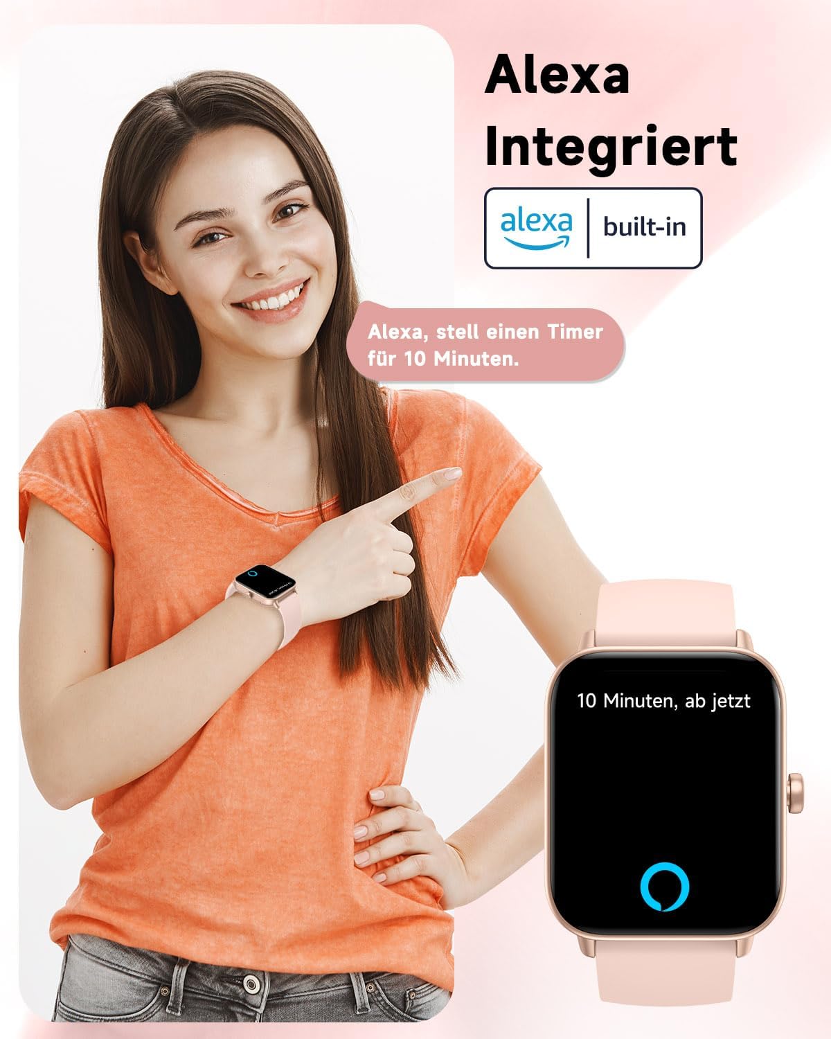 Konitee Smartwatch Damen mit Telefonfunktion, Alexa Integriert, 1.8" großes HD-Display Fitnessuhr mit Pulsmesser SpO2 Stress Schlafmonitor, 100 Sportmodi, IP68 Wasserdicht Sportuhr für iOS Android - 3 Konitee Smartwatch Damen mit Telefonfunktion, Alexa Integriert, 1.8" großes HD-Display Fitnessuhr mit Pulsmesser SpO2 Stress Schlafmonitor, 100 Sportmodi, IP68 Wasserdicht Sportuhr für iOS Android - 3