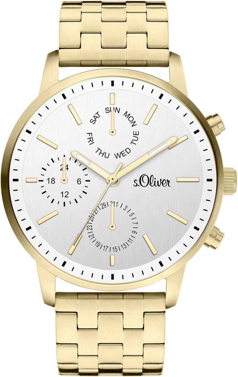s.Oliver Damen-Armbanduhr Analog Quarz Edelstahl Gold-weiß - 1