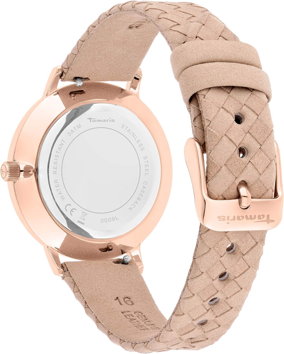 Tamaris Damen Analog Quarz Armbanduhr mit Lederarmband Beige - 3
