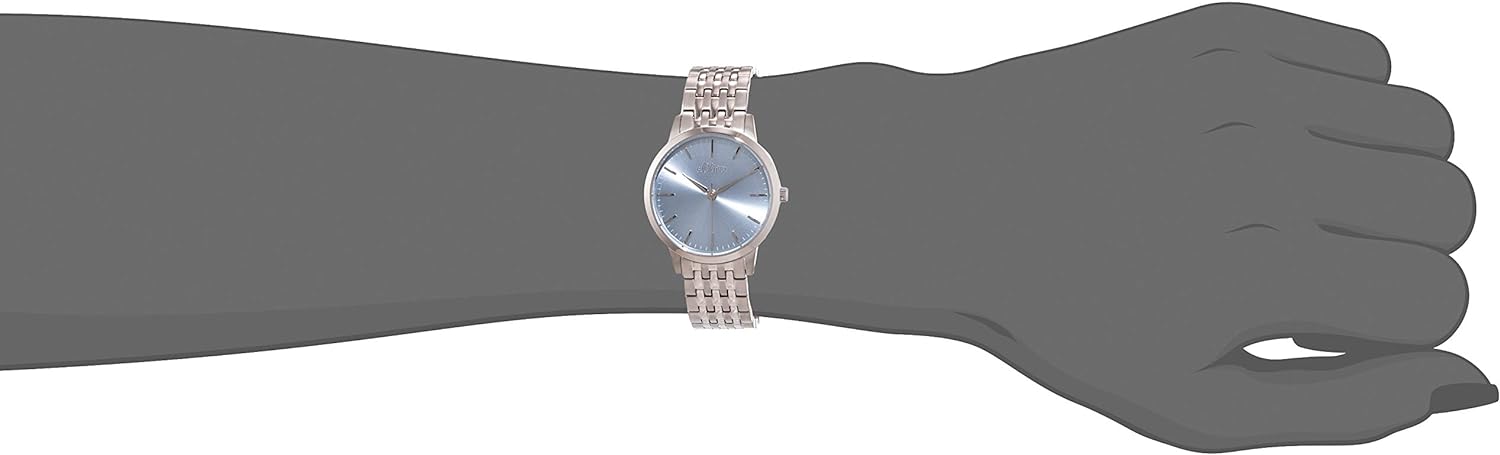 s.Oliver Damen Analog Quarz Uhr Silber-blau - 3