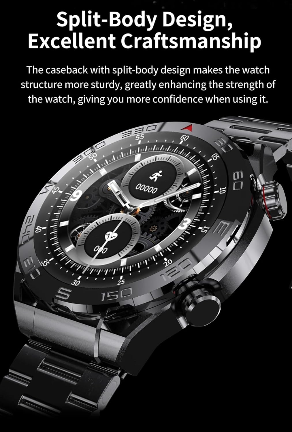 KööK ZD5 Ultra Mate Smartwatch NFC 1,5“ 3 Tasten ZD5 UM Luxus Edelstahl Sport & Business Uhr (GPS, Thermometer) IP67 Leben wasserdicht, in The Gift Box (Schwarz) - 6 KööK ZD5 Ultra Mate Smartwatch NFC 1,5“ 3 Tasten ZD5 UM Luxus Edelstahl Sport & Business Uhr (GPS, Thermometer) IP67 Leben wasserdicht, in The Gift Box (Schwarz) - 6