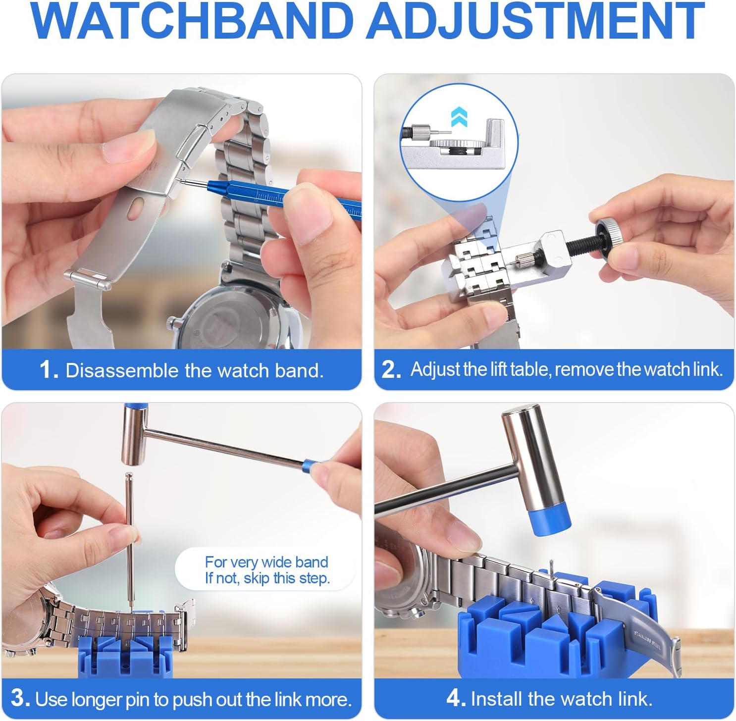 JOREST Uhrenarmband Werkzeug Set, Uhrmacherwerkzeug set, Uhrenwerkzeug zum Einstellen und Ersetzen des Uhrenarmband, mit Benutzerhandbuch, Riemenstiften, Federstange und Stiftausdrücker 2 - 2 JOREST Uhrenarmband Werkzeug Set, Uhrmacherwerkzeug set, Uhrenwerkzeug zum Einstellen und Ersetzen des Uhrenarmband, mit Benutzerhandbuch, Riemenstiften, Federstange und Stiftausdrücker 2 - 2