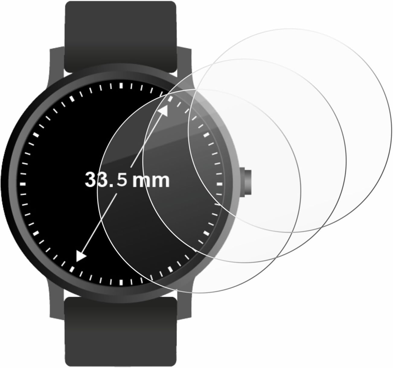 BROTECT Panzerglasfolie für Armbanduhren (Kreisrund, ø: 33.5 mm) (3 Stück) Schutzglas Schutzfolie [Extrem Kratzfest 9H, Anti-Fingerprint - 1