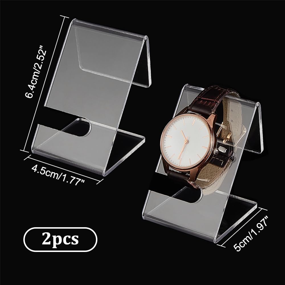 PandaHall 2 x Uhrenständer Aus Acryl Klarer Uhrenhalter Organizer Schmuck Uhrenständer Einzeluhr Display Halter Vitrine Für Armbanduhr Display Heimdekoration Einzelhandelsnutzung 5x4.5x6.4 cm - 2