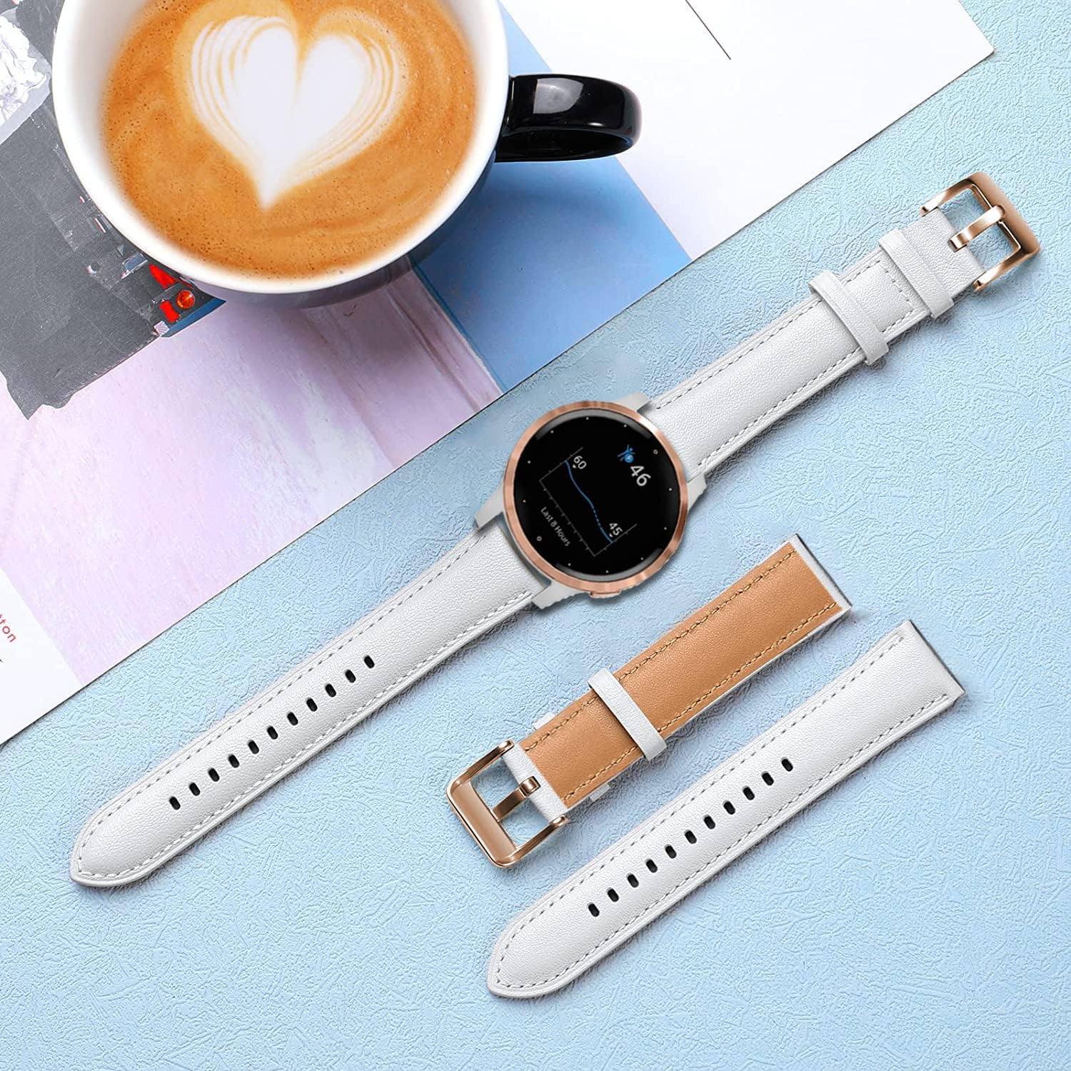 Issinlky echtes Lederarmband kompatibel Garmin Venu 2S/Venu 3S,Vivoactive 4S,Garmin Vivoactive 3S,18mm Armband für Fossil Women's Gen 5E 42 mm, Gen 6 42 mm, Fossile Q Venture Gen 3/Gen 4 Weiß - 5 Issinlky echtes Lederarmband kompatibel Garmin Venu 2S/Venu 3S,Vivoactive 4S,Garmin Vivoactive 3S,18mm Armband für Fossil Women's Gen 5E 42 mm, Gen 6 42 mm, Fossile Q Venture Gen 3/Gen 4 Weiß - 5