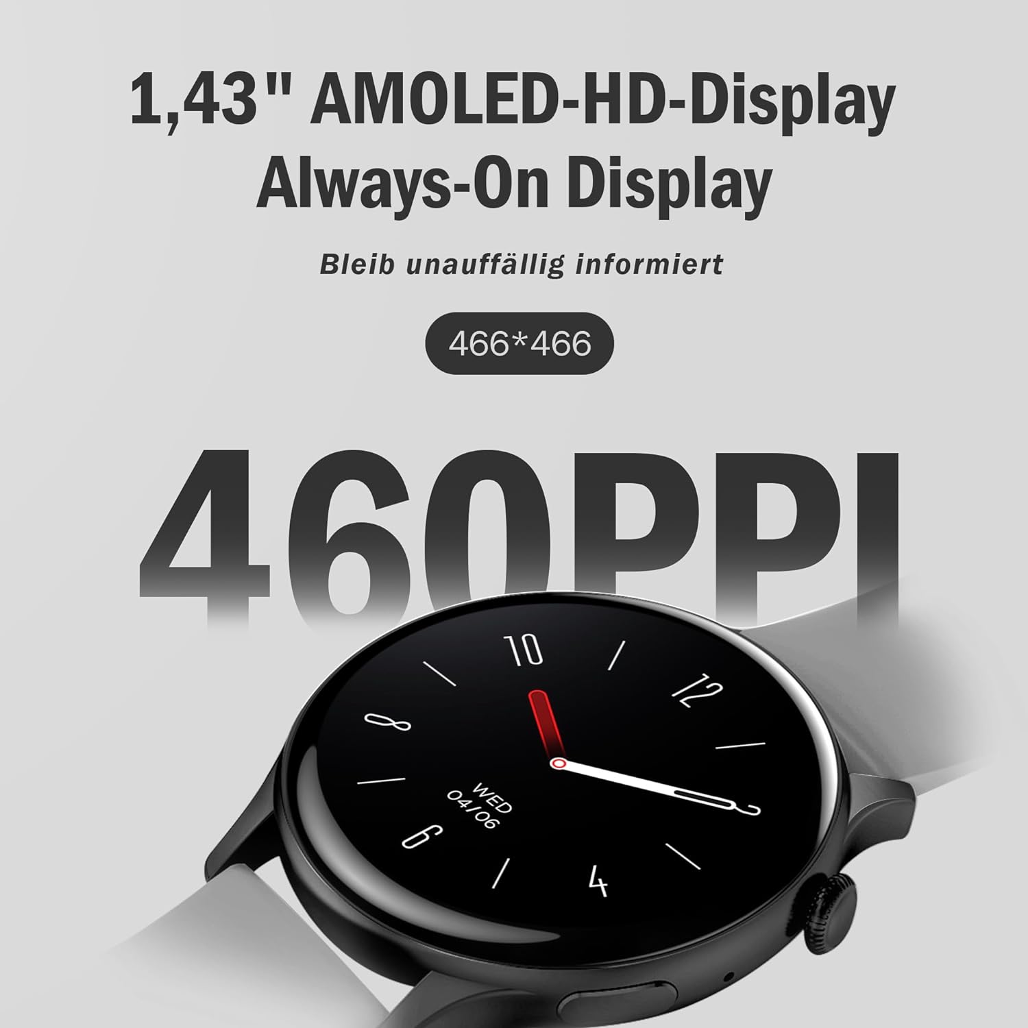 JANOLTY Smartwatch Damen/Herren (1.43" AMOLED-Display, 2* Uhrenarmbänder,IP68 Wasserdicht) Fitnessuhr Tracker mit Telefonfunktion,App-Benachrichtigung,SpO2,Herzfrequenz für iOS und Android(Schwarz) - 2 JANOLTY Smartwatch Damen/Herren (1.43" AMOLED-Display, 2* Uhrenarmbänder,IP68 Wasserdicht) Fitnessuhr Tracker mit Telefonfunktion,App-Benachrichtigung,SpO2,Herzfrequenz für iOS und Android(Schwarz) - 2