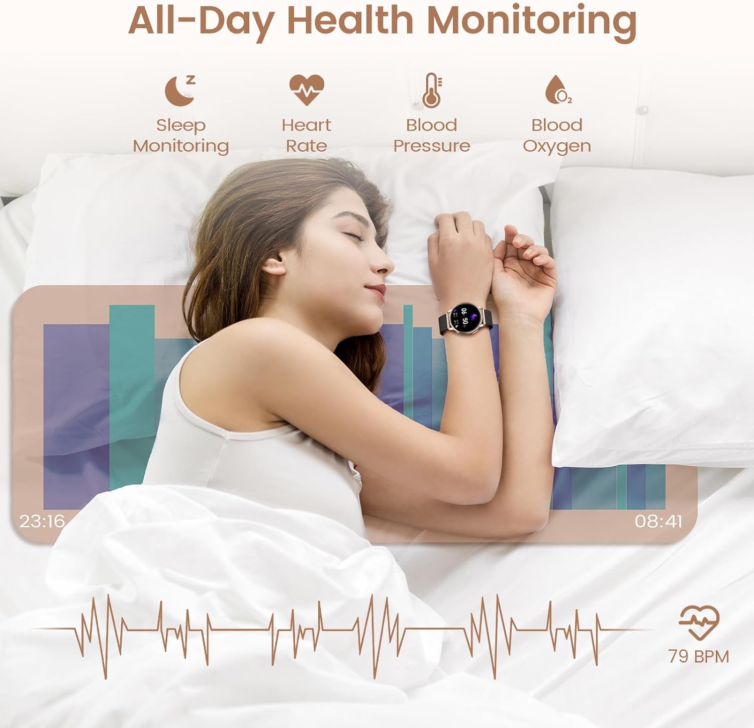 RUXINGX Smartwatch Damen mit Telefonfunktion, 1,32 Zoll HD Voll Touchscreen, IP68 Fitness Tracker mit SpO2 Pulsuhr Menstruationszyklus Schlafmonitor Schrittzähler Kalorien iOS Android Schwarz Gold - 4 RUXINGX Smartwatch Damen mit Telefonfunktion, 1,32 Zoll HD Voll Touchscreen, IP68 Fitness Tracker mit SpO2 Pulsuhr Menstruationszyklus Schlafmonitor Schrittzähler Kalorien iOS Android Schwarz Gold - 4