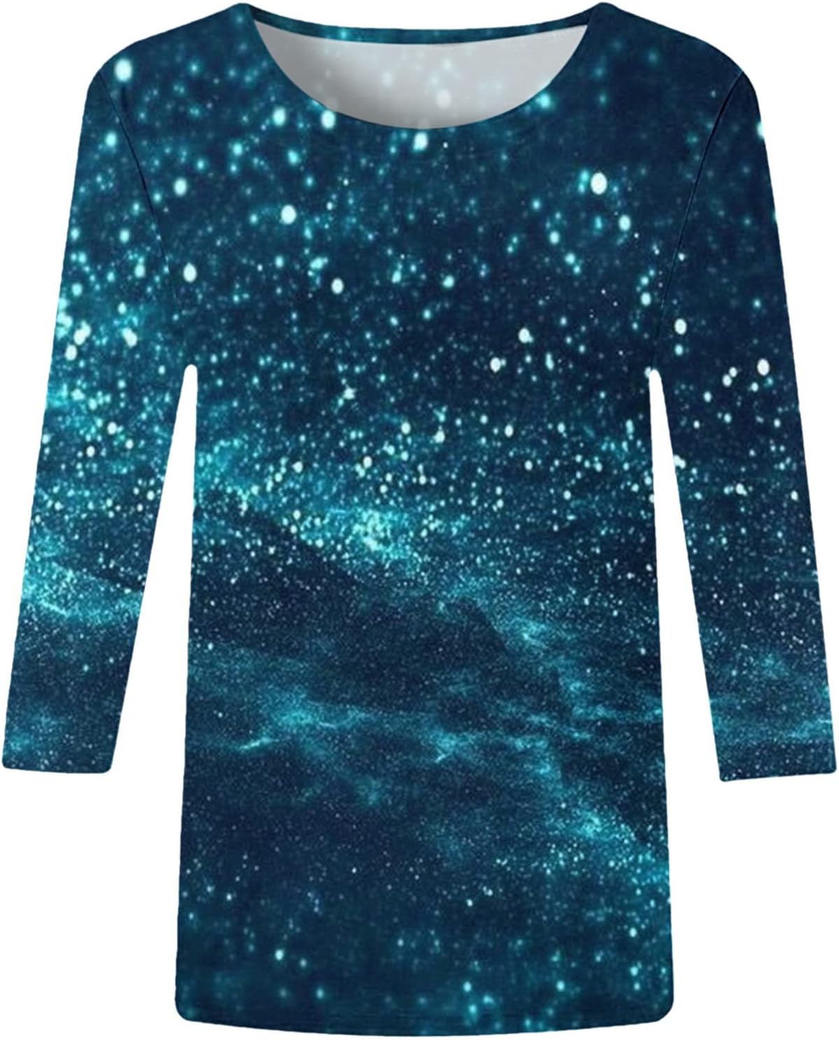 Briskorry Damen T-Shirt 3/4 Arm Langarm Oberteile Bunte Print Tops Frauen Damenblusen Sommershirts Blusenshirt Festliche Bluse Longpullover Tunika Vintage Sommertop L P - 4