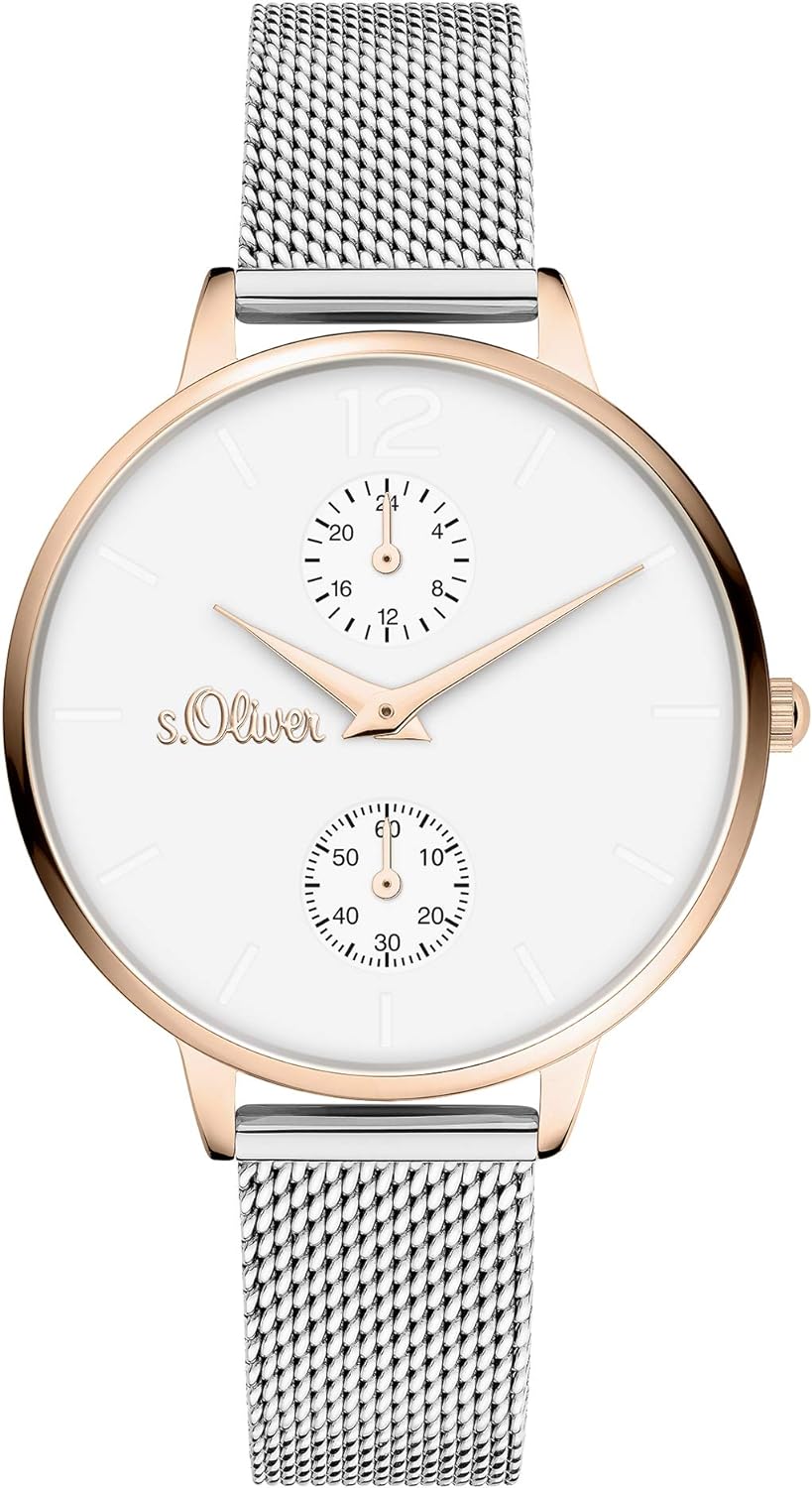 s.Oliver Damen Analog Quarz Uhr mit Metall Armband SO-4347-MM - 1