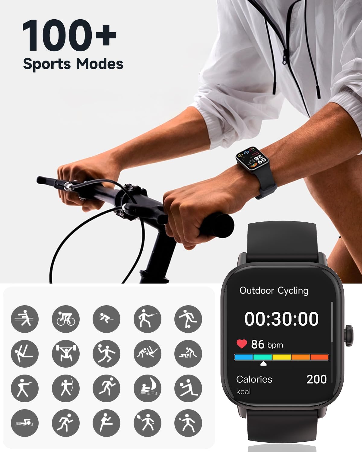 Amzhero Smartwatch für Damen,1,8''Fitnessuhr mit 100 Sportmodi,Bluetooth Telefonfunktion,Benachrichtigung,SpO2,Herzfrequenzmonitor,Schlafmonitor,Lange Akkulaufzeit,Wasserdicht,für iOS Android,Schwarz Spaceblack - 6 Amzhero Smartwatch für Damen,1,8''Fitnessuhr mit 100 Sportmodi,Bluetooth Telefonfunktion,Benachrichtigung,SpO2,Herzfrequenzmonitor,Schlafmonitor,Lange Akkulaufzeit,Wasserdicht,für iOS Android,Schwarz Spaceblack - 6