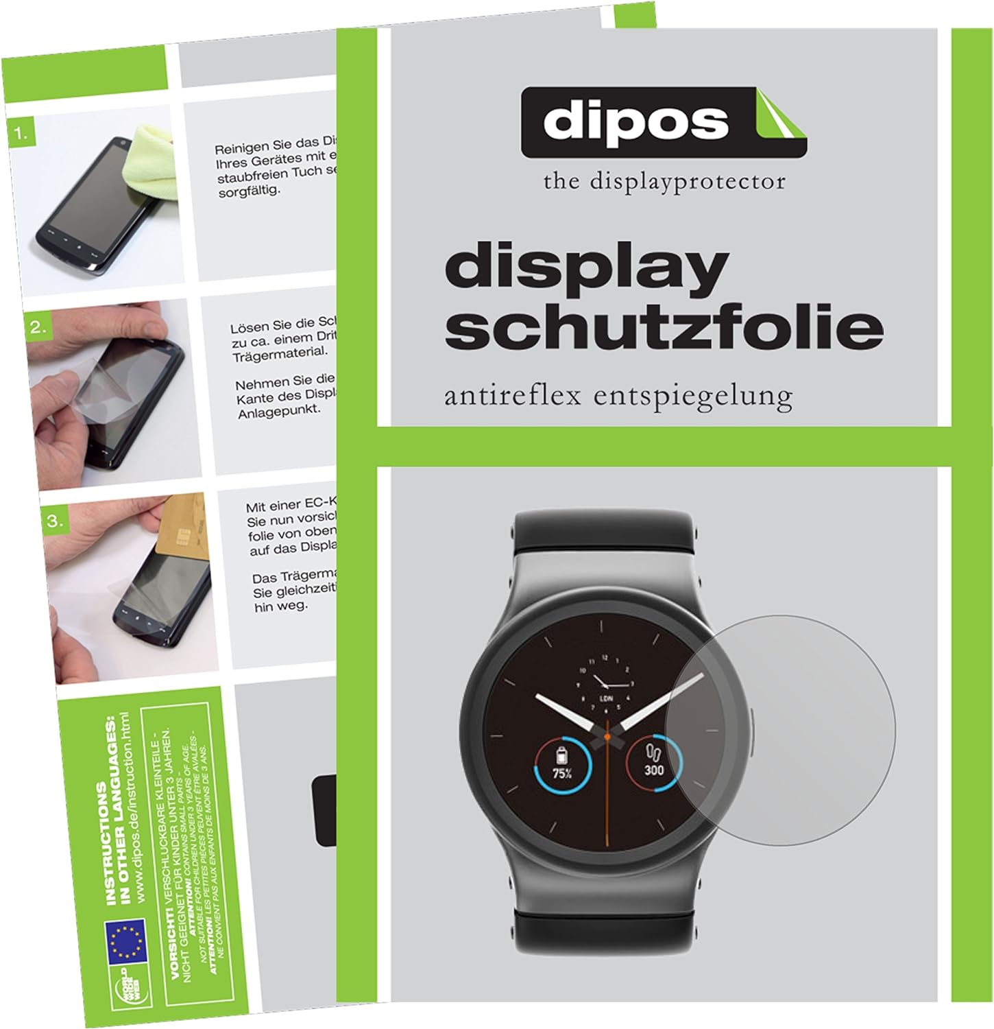 dipos I 6X Schutzfolie matt kompatibel mit Uhr 33 mm Durchmesser Folie Displayschutzfolie - 1