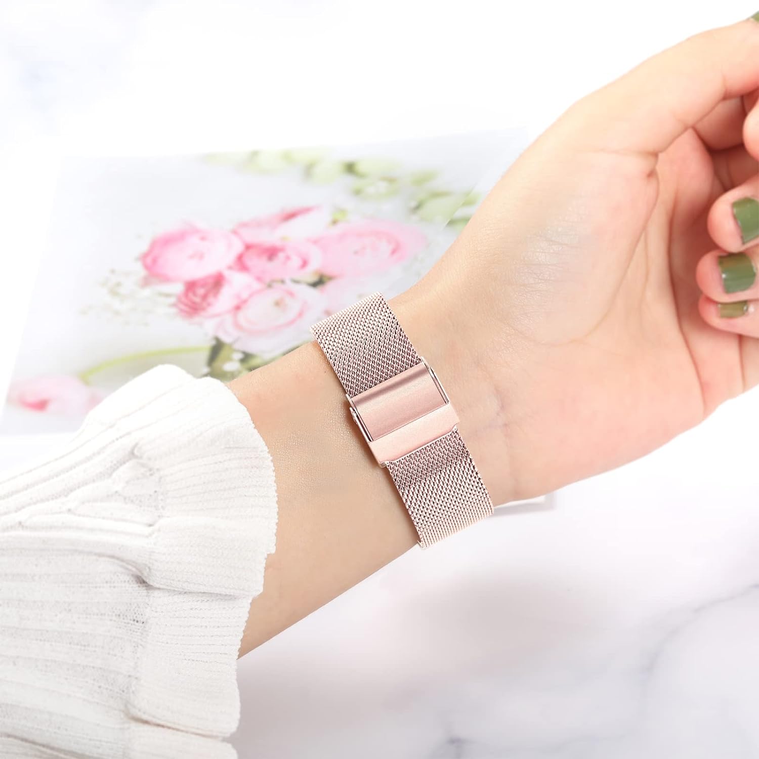 TRUMiRR Kompatibel mit Galaxy Watch6/Galaxy Watch6 Classic/Galaxy Watch 5/Galaxy Watch 4/Watch Active/Active2 Armband,Mesh Gewebte Edelstahl Uhrenarmband Metall Armband für Samsung Galaxy Watch 6 5 4 Pink Gold & Galaxy Watch4/Watch5 - 6 TRUMiRR Kompatibel mit Galaxy Watch6/Galaxy Watch6 Classic/Galaxy Watch 5/Galaxy Watch 4/Watch Active/Active2 Armband,Mesh Gewebte Edelstahl Uhrenarmband Metall Armband für Samsung Galaxy Watch 6 5 4 Pink Gold & Galaxy Watch4/Watch5 - 6