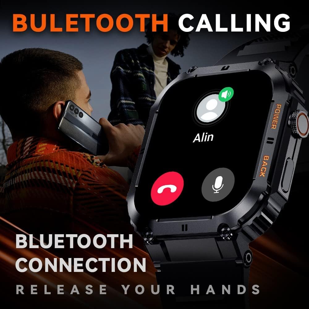 GaWear Smartwatch Herren mit Telefonfunktion,1,96 Zoll 320 * 386 HD,IP68 Wasserdicht Armbanduhr mit Blutdruckmessung Schlafmonitor, SpO2, Outdoor Sportuhr 100+Sportmodi für ios Android(Schwarz) - 5 GaWear Smartwatch Herren mit Telefonfunktion,1,96 Zoll 320 * 386 HD,IP68 Wasserdicht Armbanduhr mit Blutdruckmessung Schlafmonitor, SpO2, Outdoor Sportuhr 100+Sportmodi für ios Android(Schwarz) - 5