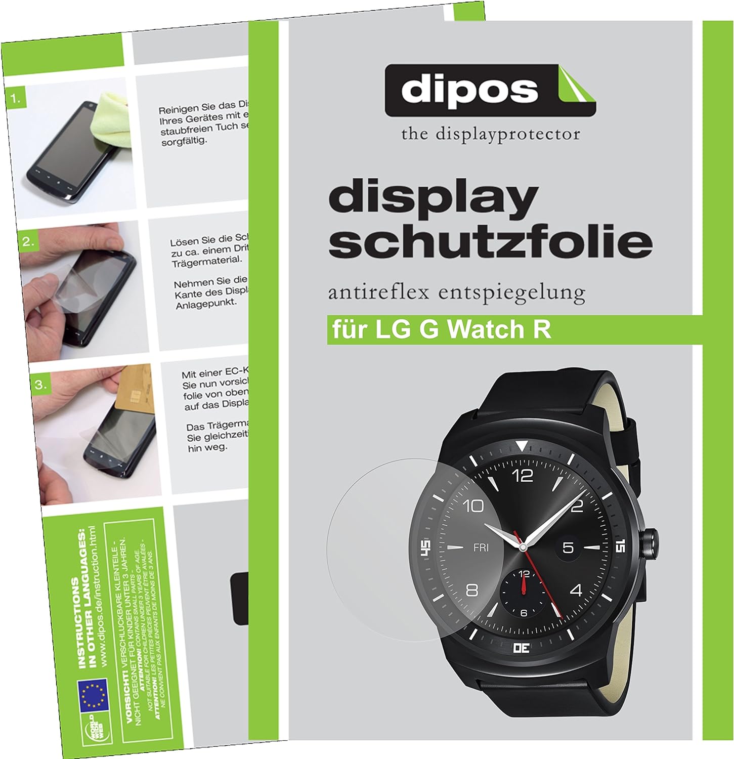 dipos I 2X Schutzfolie matt kompatibel mit LG G Watch R Folie Displayschutzfolie - 1
