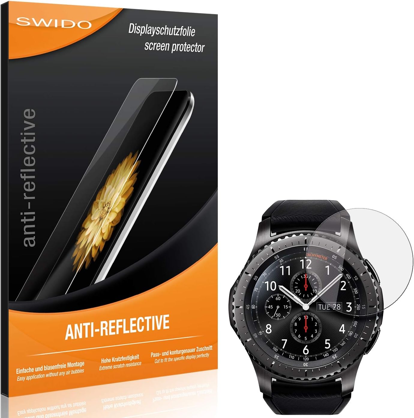 SWIDO Schutzfolie für Samsung Gear S3 frontier LTE [2 Stück] Anti-Reflex MATT Entspiegelnd, Hoher Härtegrad, Schutz vor Kratzer/Folie, Displayschutz, Displayschutzfolie, Panzerglas-Folie - 1