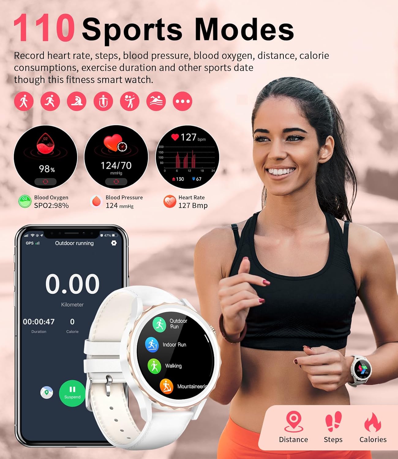 LIGE Smartwatch Damen,1.32" HD Armbanduhr Damen mit Telefonfunktion Herzfrequenz Schlafmonitor Musikkontrolle,100+Sportmodi Wasserdicht Schrittzähler Damen Smartwatch für Android iOS, Weißgurt - 4 LIGE Smartwatch Damen,1.32" HD Armbanduhr Damen mit Telefonfunktion Herzfrequenz Schlafmonitor Musikkontrolle,100+Sportmodi Wasserdicht Schrittzähler Damen Smartwatch für Android iOS, Weißgurt - 4