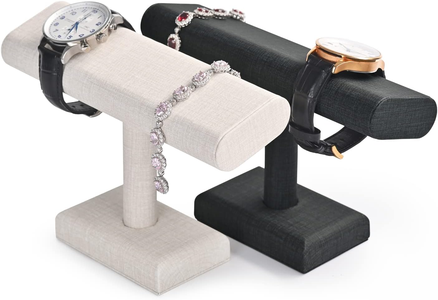 Oirlv PU Leder Uhrenständer Armbandständer Display Uhrenhalter Organizer Uhrenständer T-Bar Display Schmuckständer Armband Organizer(Schwarz) - 7 Oirlv PU Leder Uhrenständer Armbandständer Display Uhrenhalter Organizer Uhrenständer T-Bar Display Schmuckständer Armband Organizer(Schwarz) - 7