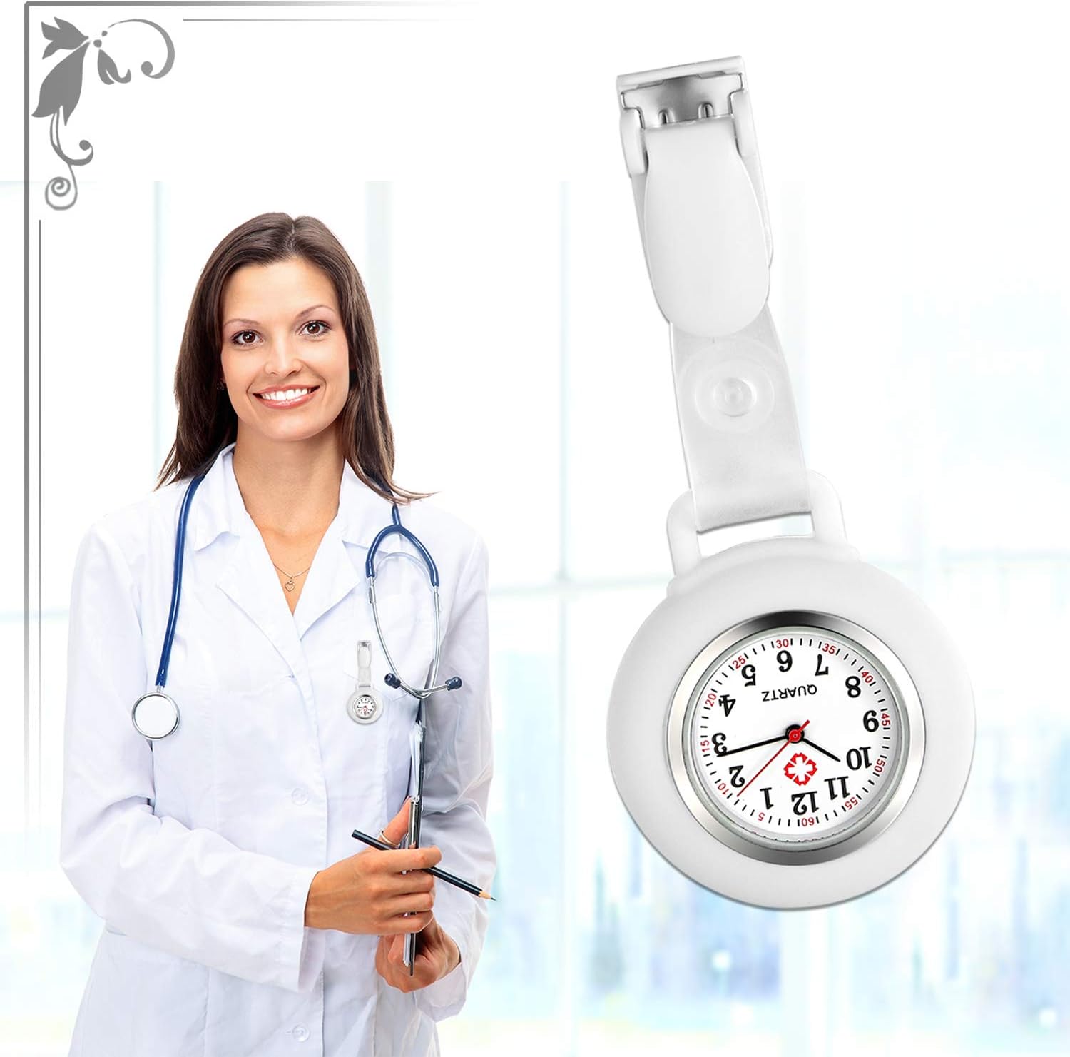 Avaner Krankenschwesteruhr für Damen Herren Analog Quarzwerk Schwesternuhr Pflegeruhr Ansteckuhr FOB mit Pin/Clip Arzt Doktor Taschenuhr aus Silikon A-weiß - 5 Avaner Krankenschwesteruhr für Damen Herren Analog Quarzwerk Schwesternuhr Pflegeruhr Ansteckuhr FOB mit Pin/Clip Arzt Doktor Taschenuhr aus Silikon A-weiß - 5