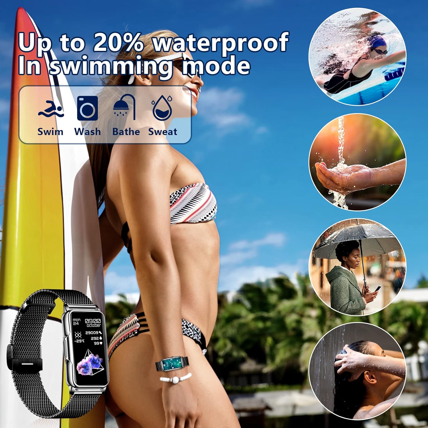 Smartwatch Damen 1,47 Zoll Armbanduhr mit IP68 Wasserdicht Fitness tracker Sportuhr mit Zwei Wochen Standby SpO2 124 Trainingsmodi Herzfrequenzmessung Schlafmonitor, Musikkontrolle Android iOS Schwarz Farbe mit Blau Silikonband - 6 Smartwatch Damen 1,47 Zoll Armbanduhr mit IP68 Wasserdicht Fitness tracker Sportuhr mit Zwei Wochen Standby SpO2 124 Trainingsmodi Herzfrequenzmessung Schlafmonitor, Musikkontrolle Android iOS Schwarz Farbe mit Blau Silikonband - 6