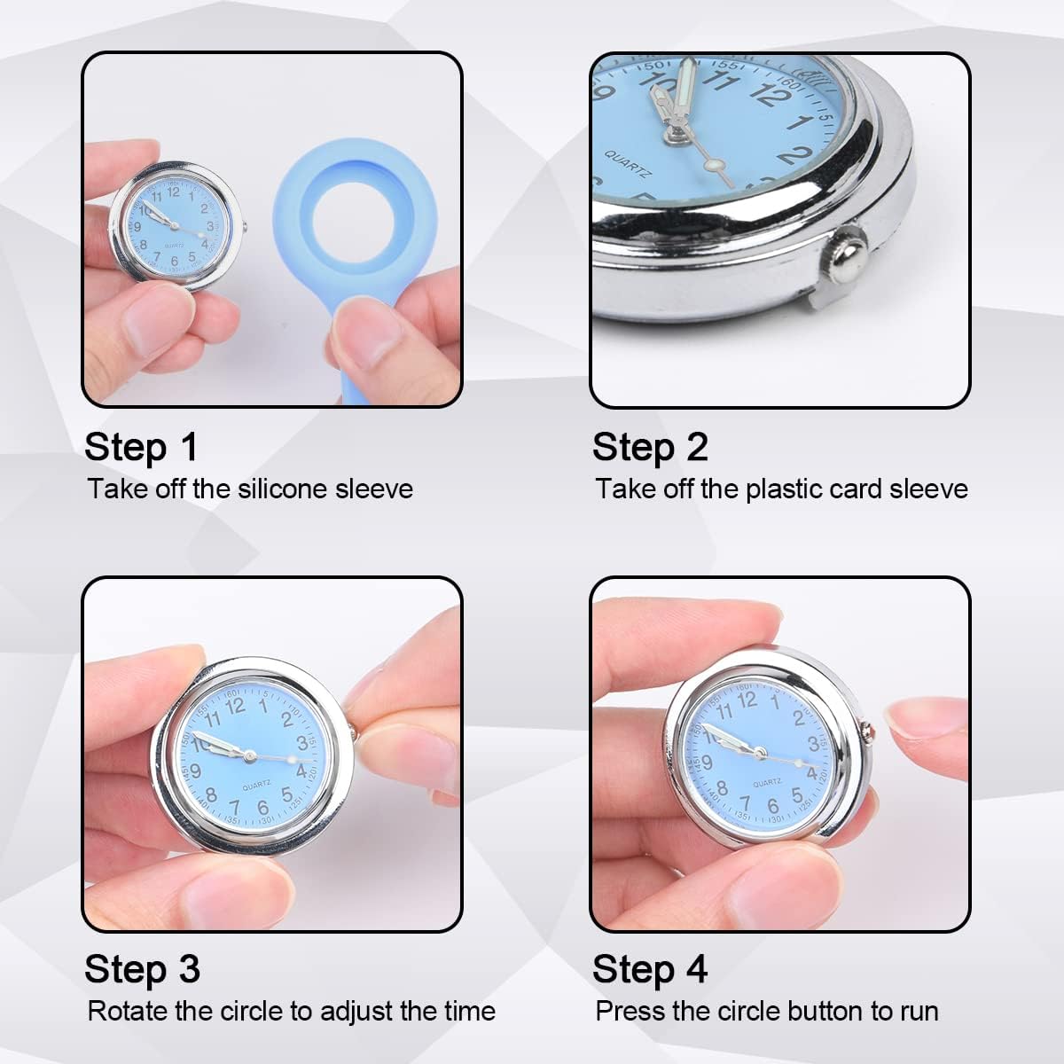 Vicloon Krankenschwester Uhren,3 Pcs Schwesternuhren mit Clip, Dehnbare Silikon Hülle, um Bruch zu Verhindern, Glow Pointer, Quarzwerk, Ansteckuhr für Krankenschwestern und Ärzte Lila/Weiß/Blau - 5 Vicloon Krankenschwester Uhren,3 Pcs Schwesternuhren mit Clip, Dehnbare Silikon Hülle, um Bruch zu Verhindern, Glow Pointer, Quarzwerk, Ansteckuhr für Krankenschwestern und Ärzte Lila/Weiß/Blau - 5