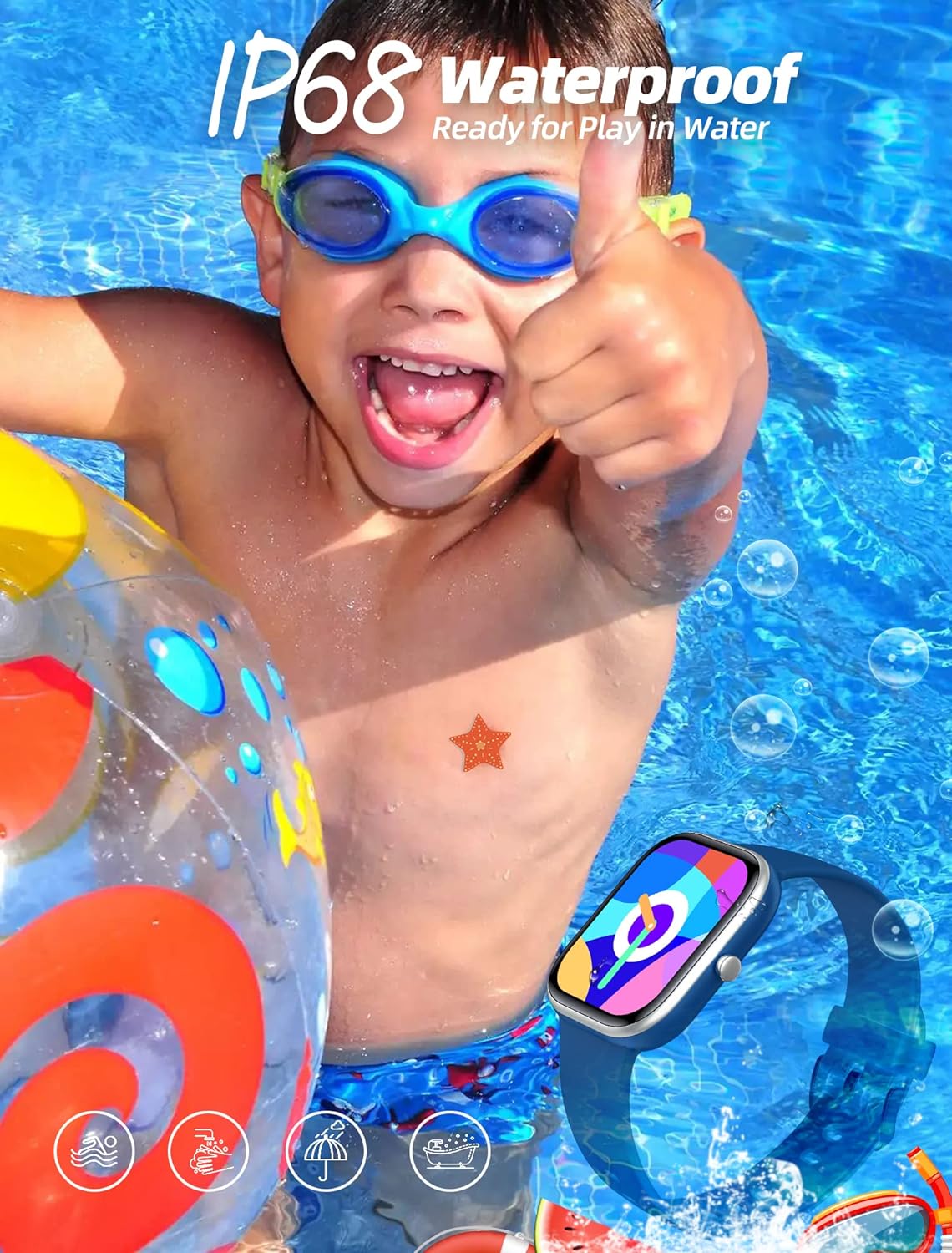 Kinder Smartwatch für Jungen und Mädchen,IP68 wasserdichte Fitness Aktivitäts Tracker Uhr,Herzfrequenz Schlafmonitor,19 Sportmodi,Schrittzähler,Wecker,Kindergeschenke für Teenager ab 5 Jahren Blau - 4 Kinder Smartwatch für Jungen und Mädchen,IP68 wasserdichte Fitness Aktivitäts Tracker Uhr,Herzfrequenz Schlafmonitor,19 Sportmodi,Schrittzähler,Wecker,Kindergeschenke für Teenager ab 5 Jahren Blau - 4