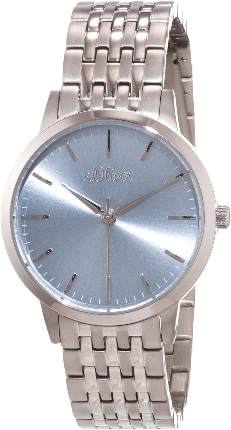 s.Oliver Damen Analog Quarz Uhr Silber-blau - 1