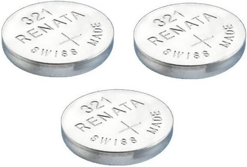 3 x Renata 321 Knopfzellen / Uhrenbatterien Swiss Made, Silberoxid, SR616SW, 1,5 V, auch bekannt als - 1