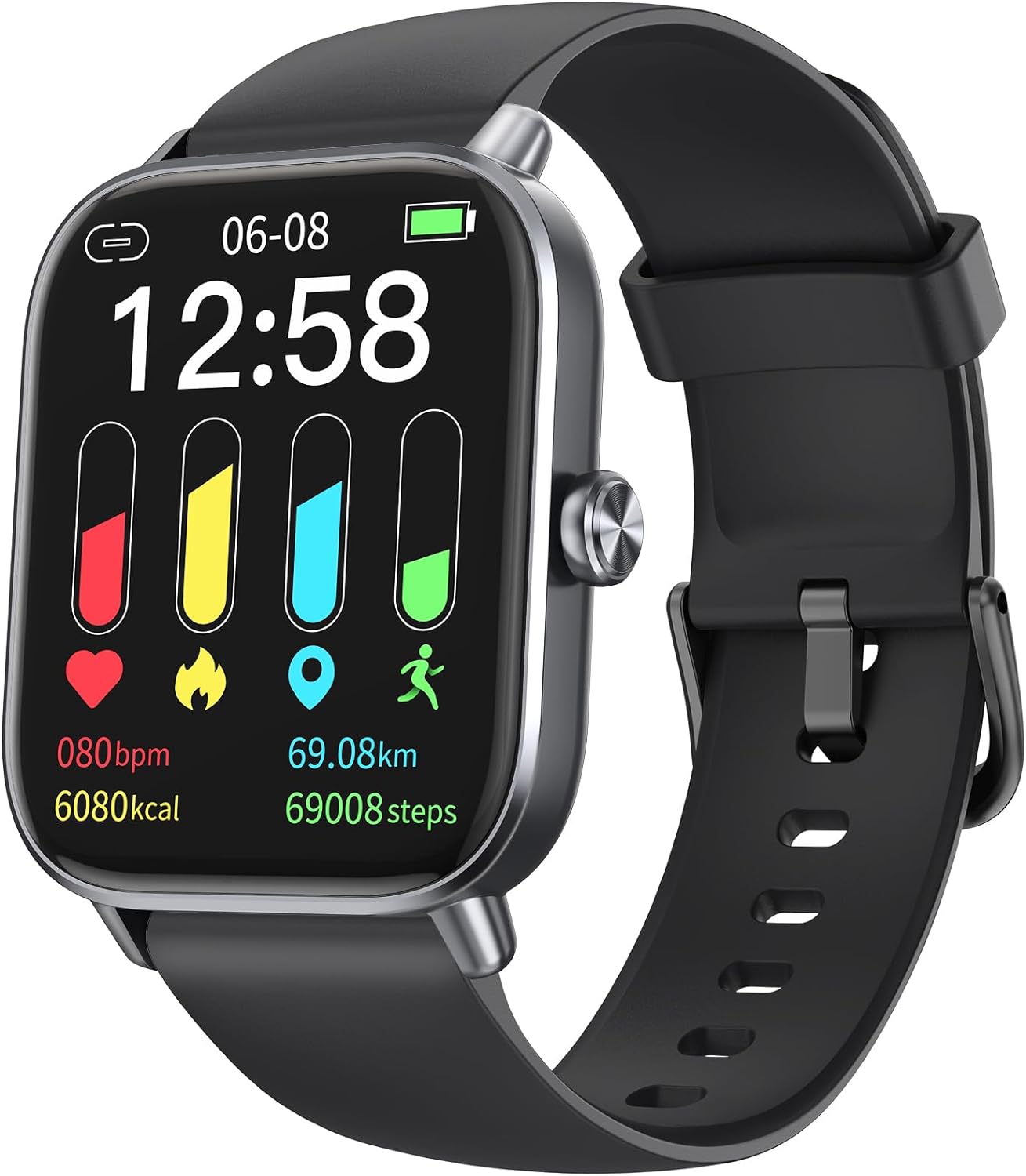 Amzhero Smartwatch für Damen,1,8''Fitnessuhr mit 100 Sportmodi,Bluetooth Telefonfunktion,Benachrichtigung,SpO2,Herzfrequenzmonitor,Schlafmonitor,Lange Akkulaufzeit,Wasserdicht,für iOS Android,Schwarz Spaceblack - 1