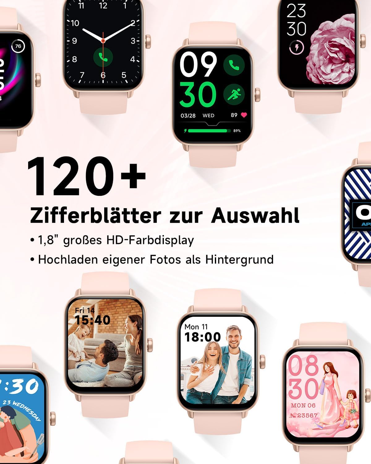 Konitee Smartwatch Damen mit Telefonfunktion, Alexa Integriert, 1.8" großes HD-Display Fitnessuhr mit Pulsmesser SpO2 Stress Schlafmonitor, 100 Sportmodi, IP68 Wasserdicht Sportuhr für iOS Android - 6 Konitee Smartwatch Damen mit Telefonfunktion, Alexa Integriert, 1.8" großes HD-Display Fitnessuhr mit Pulsmesser SpO2 Stress Schlafmonitor, 100 Sportmodi, IP68 Wasserdicht Sportuhr für iOS Android - 6