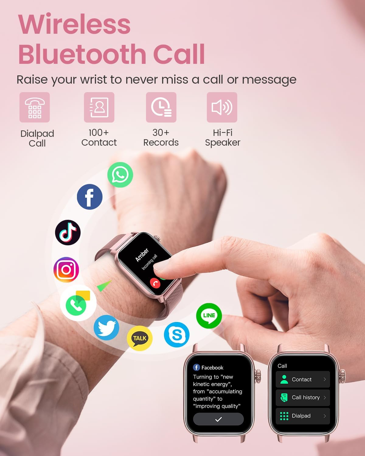 BANLVS Smartwatch Damen mit Telefonfunktion 1,85'' Zoll Fitnessuhr Damen mit SpO2, Herzfrequenz, Schlafmonitor, Menstruationszyklus, IP68 wasserdichte Sportuhr für iOS und Android (Rosa) - 2 BANLVS Smartwatch Damen mit Telefonfunktion 1,85'' Zoll Fitnessuhr Damen mit SpO2, Herzfrequenz, Schlafmonitor, Menstruationszyklus, IP68 wasserdichte Sportuhr für iOS und Android (Rosa) - 2