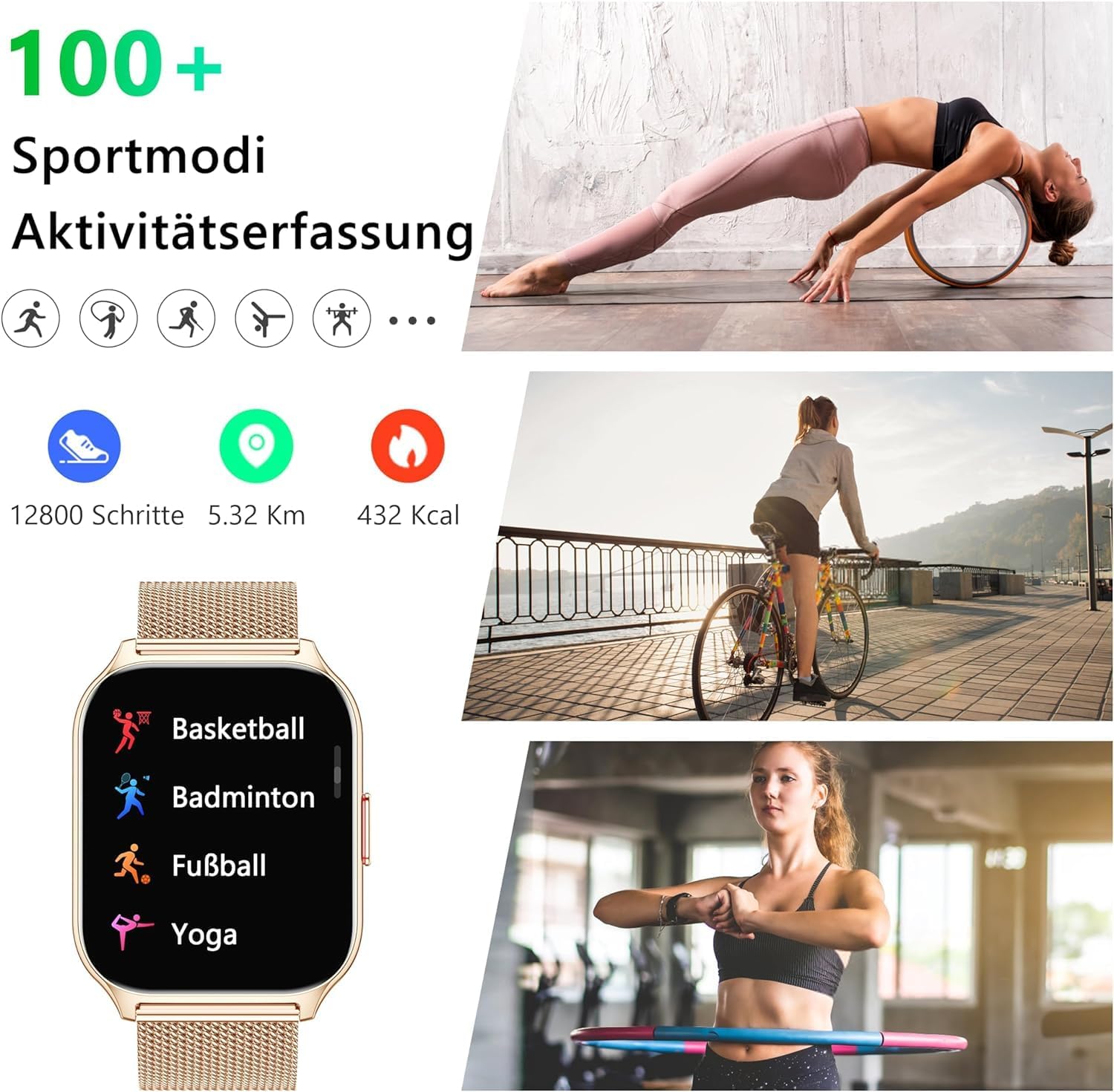 ZOSKVEE Smartwatch für Damen Herren, Fitnesstracker 2 Zoll Touch-Farbdisplay mit Telefonfunktion, Armbanduhr Blutdruckmessung Herzfrequenz Schlafmonitor SpO2, Sportuhr IPx8 Wasserdicht Schrittzähler Roségold+Silikon rosa - 5 ZOSKVEE Smartwatch für Damen Herren, Fitnesstracker 2 Zoll Touch-Farbdisplay mit Telefonfunktion, Armbanduhr Blutdruckmessung Herzfrequenz Schlafmonitor SpO2, Sportuhr IPx8 Wasserdicht Schrittzähler Roségold+Silikon rosa - 5