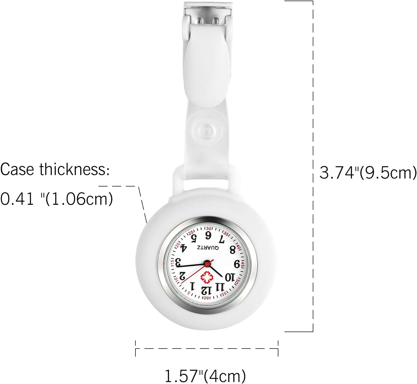 Avaner Krankenschwesteruhr für Damen Herren Analog Quarzwerk Schwesternuhr Pflegeruhr Ansteckuhr FOB mit Pin/Clip Arzt Doktor Taschenuhr aus Silikon A-weiß - 2 Avaner Krankenschwesteruhr für Damen Herren Analog Quarzwerk Schwesternuhr Pflegeruhr Ansteckuhr FOB mit Pin/Clip Arzt Doktor Taschenuhr aus Silikon A-weiß - 2